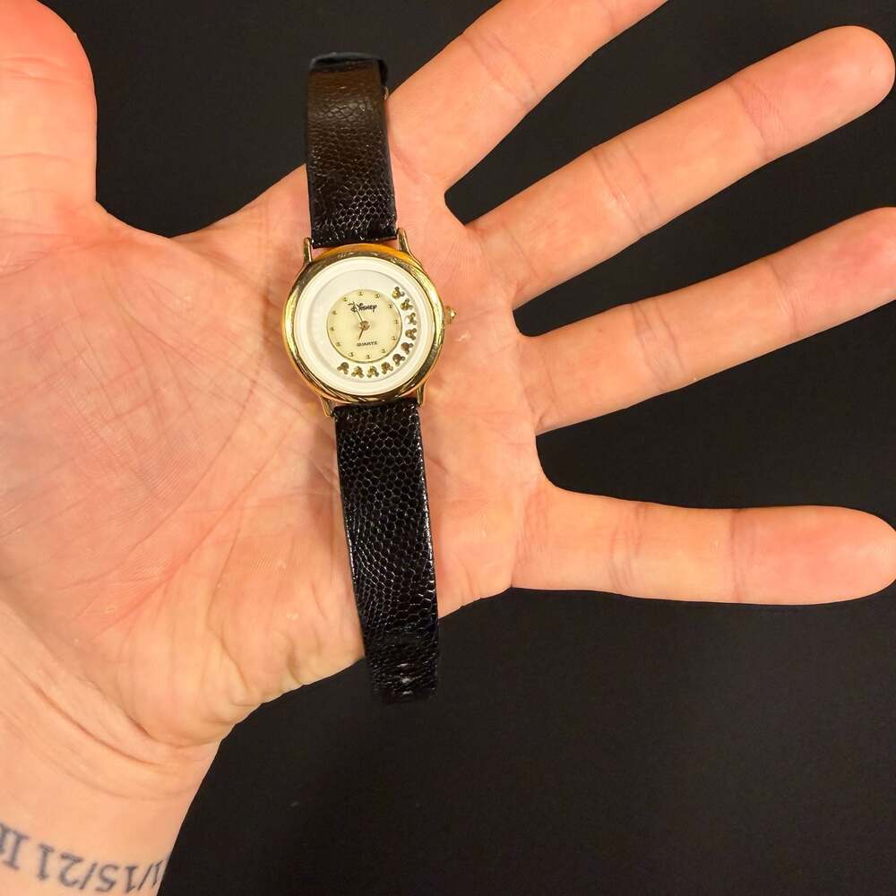 Disney Time Works Quartz Watch with Mickey Mouse Icon Accents and Hadley Roma Li
